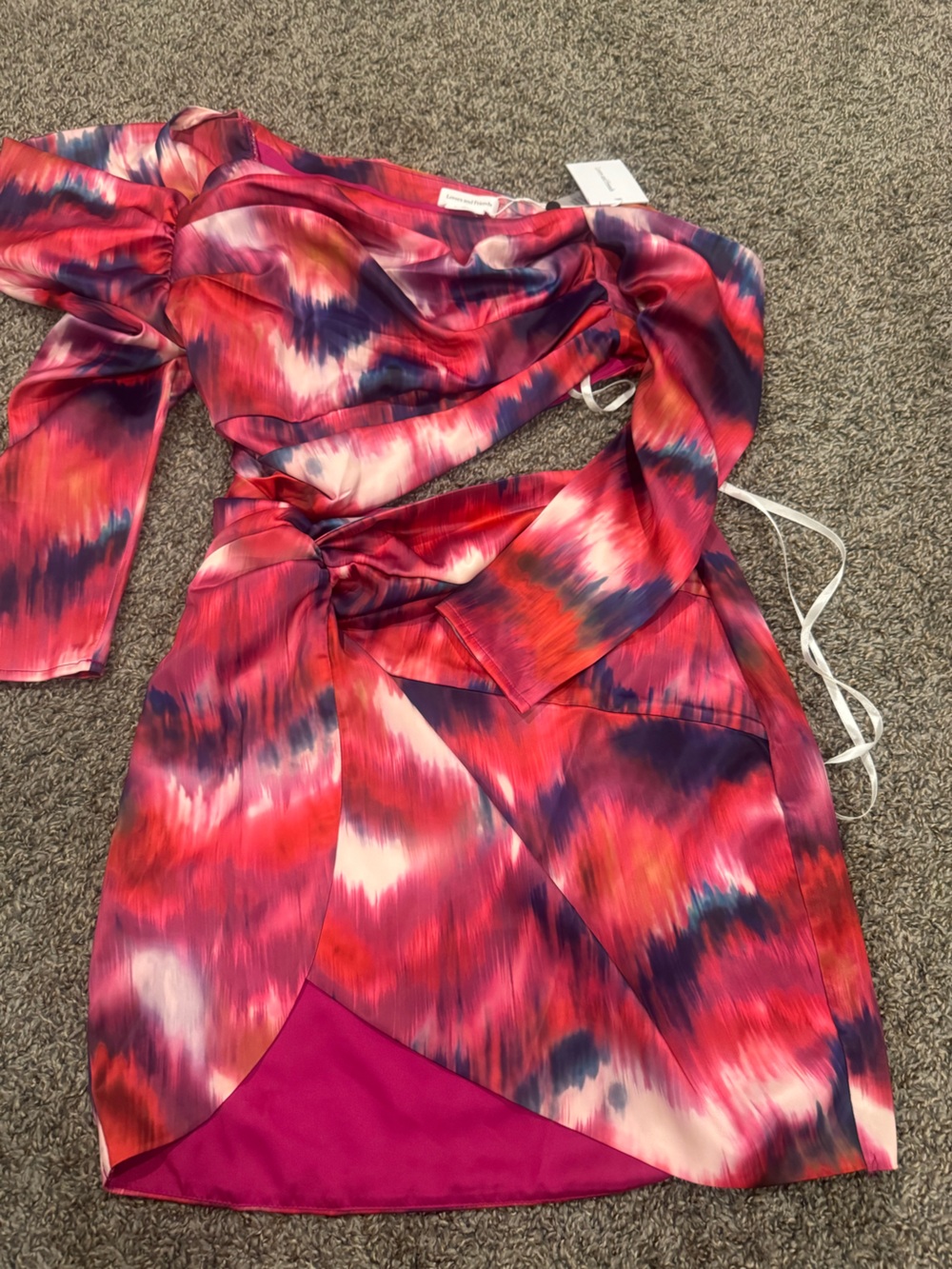 Lovers + Friends Pink Red Tie-Dye Mini Dress